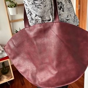 MISHI Red Leather Shoulder Bag
